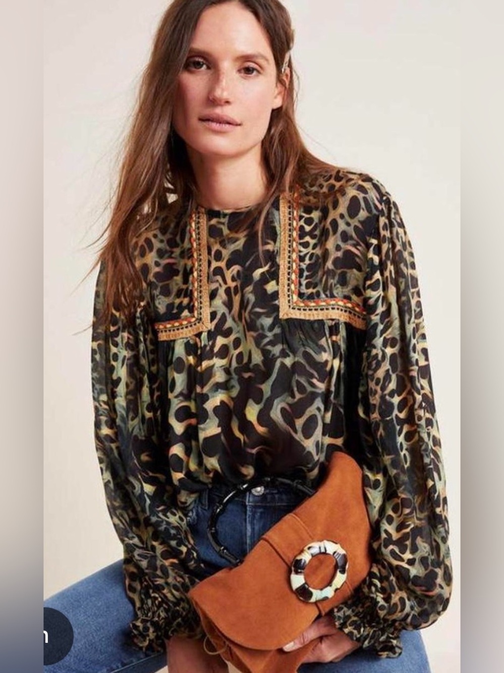 Anthropologie Blank London Multi
Leopard Print Balloon Sleeve Blouse
Women XS